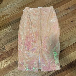 Misguided Blush Pink Florescent Pencil Skirt